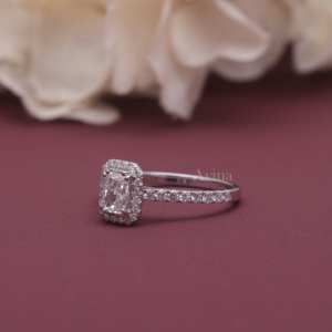 IGI Certified Lab Grown Radiant Cut <b>Diamond</b> Halo Engagement <b>Ring</b> 14K White / Rose And Yellow Gold Hidden Halo <b>Diamond</b> <b>Ring</b> - Product Image 5