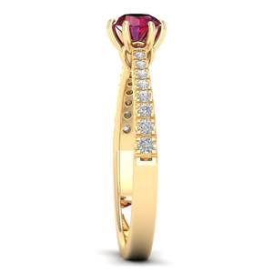 แหวนหมั้นเพชรพลอยทับทิมทรงกลมขนาด 0.5 กะรัต รุ่น REYES สำหรับผู้หญิง ได้รับการรับรองจาก GRA แหวนทองคำขาว 14K ประดับเพชรโมอิสซาไนต์ - Product Image 3