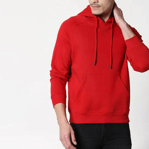 Sudadera con Capucha Roja para Hombre, Corte Regular, Color Sólido, Informal, Tejida, con Bolsillo, para Otoño - Product Image 3