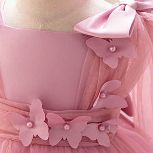 Robe de princesse en gros à volants superposés et papillons pour filles, élégante robe de soirée en tulle bouffant pour anniversaire, tenue de demoiselle d'honneur pour mariage - Product Image 4
