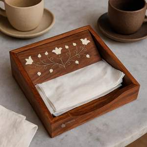 Porte-serviettes en papier plat en MDF en bois, rabat lesté, design moderne et élégant, écologique, durable, support à serviettes pour table à manger - Product Image 6