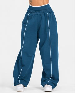 OEM <b>Women</b> Contrastline Zip Up Tracksuit Two Piece Casual Set Relaxed <b>Jacket</b> Wide Leg Pants Coordinated Outfit Wholesale Clothing - Product Image 5