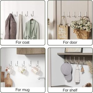 Silberne Wandmontierte Einzel-J-förmige Kleiderhaken zum Aufhängen von Kleidung, Hüten, Handtüchern, Taschen, Bademänteln, Schlüsseln für Eingangsbereich, Badezimmer, Schlafzimmer - Product Image 2