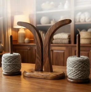 Wooden Double Yarn Holder Magnetic Rotating Yarn Ball Stand Anti Slip Knitting Crochet Rack <b>Desk</b> <b>Organizer</b> - Product Image 2