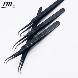 Pince à épiler pour extensions de cils RMI de haute qualité, très vendue, professionnelle, de bonne qualité, noire, logo et emballage personnalisés - Product Image 3