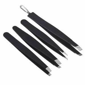 Professional Stainless Steel Slant Tip Tweezers Eyebrow Tweezers Kit With Rubber Painted Eyebrow Trimmer Makeup <b>Clip</b> Tool - Product Image 2