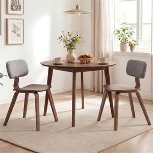 Teddy Velvet Upholstered Dining <b>Chair</b> Set 2-Piece (Grey and Walnut) Plush <b>Padded</b> Design - Product Image 3