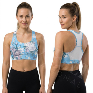 Custom Solid Plain Color & Size Breathable Mesh Back Yoga Fitness Running Gym Padded <b>Stretch</b> Workout Activewear Sports <b>Bra</b> OEM - Product Image 2