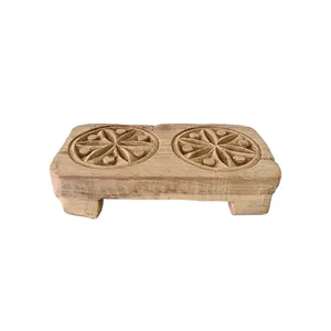 <b>Vintage</b> Handmade Wooden Bajot Low Seating <b>Stool</b> Indian Wedding Chowki Table Home Display Decor Farmhouse Home Event - Product Image 1