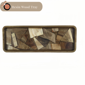 Wholesale Handmade Eco-Friendly Durable Wooden <b>Epoxy</b> Resin Luxury Oval Polished Serving Trays for Hotels Restaurants <b>Coffee</b> - Product Image 4