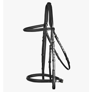 Bridon de cheval en cuir italien de qualité supérieure avec sangles réglables pour un ajustement sûr et une conduite confortable – Modèle Hunter - Product Image 2