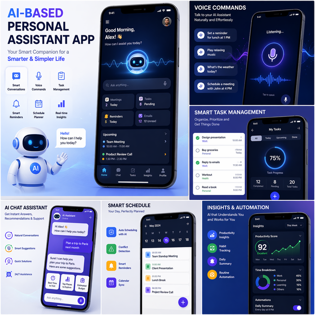 Intelligent AI-Based Personal Assistant App Smart Task Automation Voice Interaction Real-Time Management Internet Stock MAC