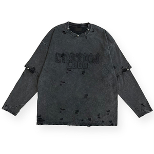 เสื้อสเวตเชิ้ตผู้ชายผ้าฟลีซสำหรับฤดูหนาว ตกแต่งด้วยคริสตัล 100% ผ้าฝ้าย ล้างสีแบบทำเก่า น้ำหนัก 300gsm พิมพ์ลายตามสั่ง - Product Image 1