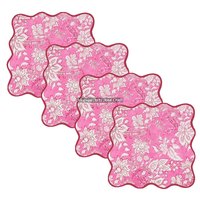 Serviettes de table à bord festonné imprimées à la main, fabriquées en coton 100% de qualité supérieure, personnalisables, pour la restauration, en provenance d'usines indiennes.