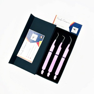 Somofy Enterprises <b>Eyelash</b> Tweezers Stainless Steel Smooth Tip Precision Set Bottom Design 10mm Perfect Grip Custom Logo Paper - Product Image 5