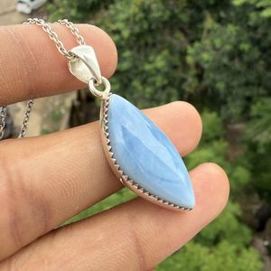 NIKHIL GEMS Handmade Owyhee Blue <b>Opal</b> Vintage Engagement <b>Pendant</b> 925 Sterling Silver Third Party Certified Gemstone for Women - Product Image 6