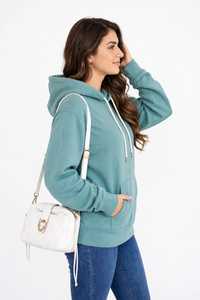 Sudadera con capucha de modal transpirable de manga larga para mujer, corte regular, con logo frontal, ecológica, de largo hasta la cadera, con cremallera completa - Product Image 5