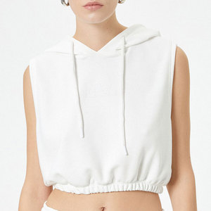 En gros Débardeurs à capuche de sport pour femmes, sans manches, en coton, pour l'été et l'entraînement, vêtements de sport - Product Image 1
