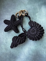 Porte-clés tissé à la main style anime, durable, léger, écologique, sûr, accessoire unisexe avec motifs étoile de mer et coquille d'huître