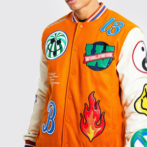 แจ็คเก็ตบอมเบอร์สั่งทำขายส่ง แจ็คเก็ตเบสบอลปักลายเชนิลล์ ผ้าขนสัตว์ 100% กันลม ยูนิเซ็กซ์ รับผลิตแบบ OEM ODM - Product Image 5