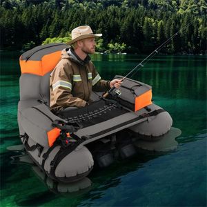 Flotador Inflable para Pesca Naranja y Gris de 350 lb con 2 Cámaras de Aire, Soporte para Caña y Regla para Peces - Product Image 5