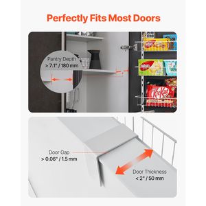Organizzatore da Cucina a 8 Ripiani in Acciaio Resistente, Regolabile, da Appendere Sopra la Porta, Porta Spezie da Parete - Product Image 2