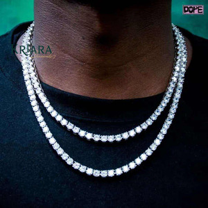Collar de Tenis de Moissanita S925, Corte Brillante Redondo, Chapado en Rodio Plateado, Cadena Unisex de Lujo - Product Image 2