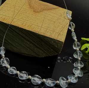 Collier de perles d'aigue-marine cultivées en laboratoire faites à la main, 18 pouces, bijoux en pierres précieuses bleues, collier statement perlé, cadeau de bijoux personnalisé - Product Image 5