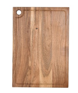 Planche à découper en bois d'acacia de haute qualité, grande, avec rainure pour les jus, réversible, épaisse, faite à la main, écologique, artisanat en bois brun - Product Image 3