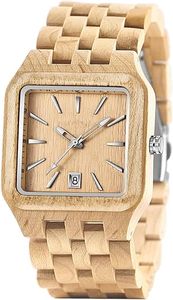 Montre en bois artisanale tendance, design Art Déco personnalisé, style antique, montre ronde de luxe pour homme - Product Image 3