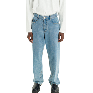 Pantalones Vaqueros de Pierna Ancha para Hombre, Estilo Relajado, Lavado, Algodón, Estilo Urbano, Azul Clásico, OEM, ODM, Venta al Por Mayor - Product Image 1