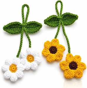 Coletero de Pelo Hecho a Mano con Diseño de Girasol |   Coletero de punto con flores y banda suave |   Lindo sujetador de coleta - Regalo perfecto para ella - Product Image 2