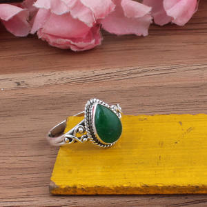 Bague en argent sterling 925 avec turquoise verte naturelle sertie en bélière, style chinois classique, bijoux pour femmes - Product Image 6