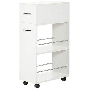 3-Tier Slim Rectangle Storage Cart Rolling Utility for Kitchen & Bathroom Narrow Wheels for <b>Small</b> Spaces <b>Slide</b> Side Bag Access - Product Image 1