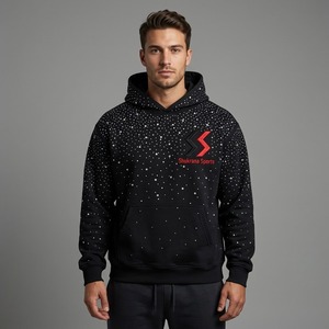 Sweat à capuche pour homme, coupe ajustée, en polaire écologique 300g, hiver, avec strass, service OEM personnalisé - Product Image 1