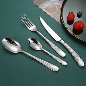 Ensemble complet d'argenterie en acier inoxydable, couverts polyvalents comprenant des fourchettes, des couteaux et des cuillères pour les repas quotidiens et le service. - Product Image 1