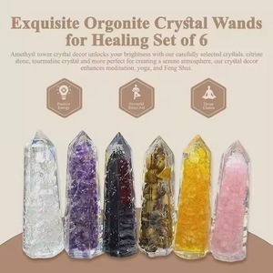 Hot Selling Polished Orgonite Obelisk Wholesale Natural Gemstone Chips PENCIL Shape Reiki Massage Orgone <b>Wand</b> Point Carved - Product Image 2