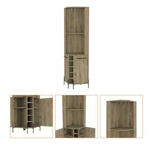 Mueble Bar Reese de Doble Puerta con Cinco Botelleros Integrados y Cuatro Estantes Interiores, Diseño Elegante en Esquina - Product Image 3