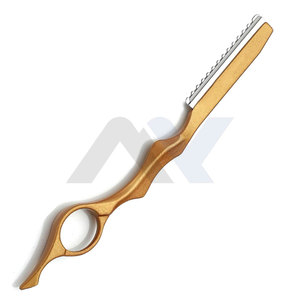 มีดโกนตัดผมแบบกำหนดเองสำหรับตัดแต่งทรงผม มีดโกนสแตนเลสสีทองลายขรุขระ สำหรับร้านทำผมและใช้ในบ้าน - Product Image 4