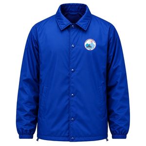 Chaqueta Coach Azul Rey con Detalle del Logotipo del Escudo, Cortavientos Informal, Chaqueta con Botones Delanteros para Hombre y Mujer, Moda Urbana - Product Image 1