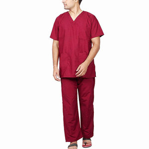 Durable 100% Cotton Knitted <b>Scrub</b> <b>Sets</b> for Hospital Use Easy Care Fabric Men's Comfort <b>Scrub</b> Suit - Product Image 1