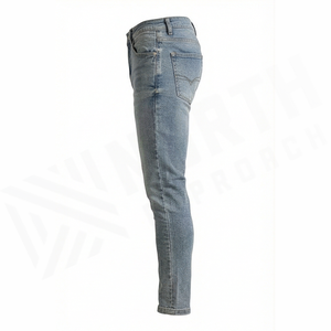 Slim Fit Stonewashed Denim <b>Jeans</b> <b>Men</b> Mid Waist Straight Leg Cotton Casual Spring Style Pants - Product Image 2