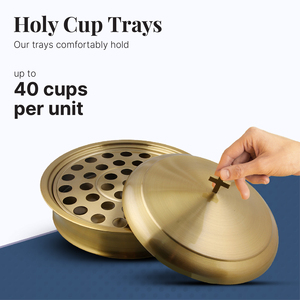 Juego de Bandejas Portátiles de Comunión Navideñas de Alta Calidad, 5 Bandejas de Acero Inoxidable, 1 Tapa, Acabado Dorado Mate, Latón Duradero - Product Image 3