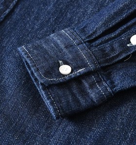 Chemise en jean pour homme, manches longues, col mandarin, 100% coton, couleur unie, boutons sur le devant, coupe classique, toutes saisons - Product Image 6