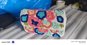Pochette de soirée perlée avec broderie, accessoire de couture textile fait main, pochette de luxe vintage pour fête, broderie artisanale - Product Image 2
