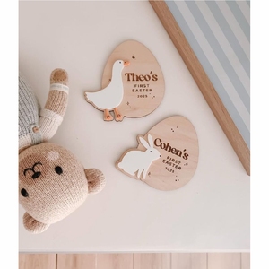 Wooden Easter Decorations Tabletop <b>Sign</b> German Frohe Ostern Bunny Crafts Standing Wooden Egg Table Ornament Home Holiday Decor - Product Image 2