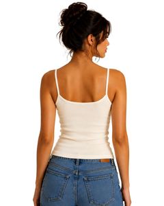 Custom Women Ribbed Lace Trim <b>Cami</b> Tank <b>Top</b> Spaghetti Strap Sleeveless Cotton Slim Fit Summer Casual Crop Vest Fashion Wear - Product Image 2