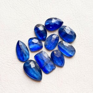 บลูไคยาไนต์ โรสคัท พลอยธรรมชาติ 10 ชิ้น ชุดหินบลูไคยาไนต์แบบแบน สำหรับทำเครื่องประดับ DIY งานฝีมือ - Product Image 5