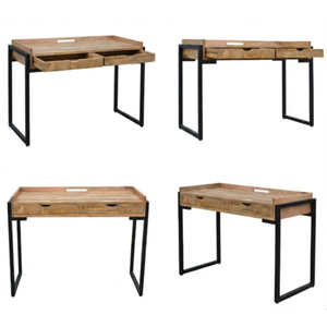 โต๊ะทางเข้าสไตล์อินเดียแบบวินเทจ, โต๊ะไม้เนื้อแข็ง, โต๊ะทรงยาวแคบสำหรับใช้ในบ้าน, โต๊ะม้านั่งขาเหล็กเรียบง่ายสำหรับใช้ในบริเวณทางเข้า - Product Image 3