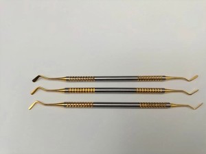 3-Pc Dental Flat <b>Plastic</b> Composite Filling Instruments Titanium Gold Coated Restorative Tools for Composite Placement - Product Image 5